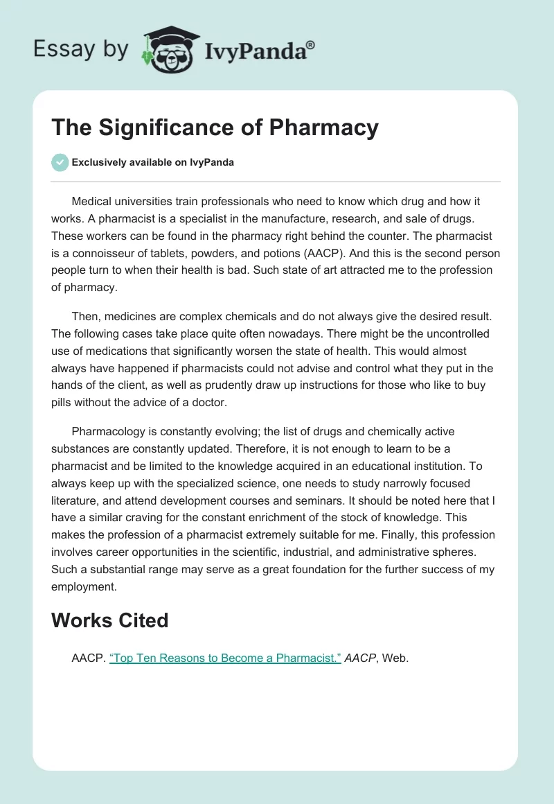 why pharmacy essay