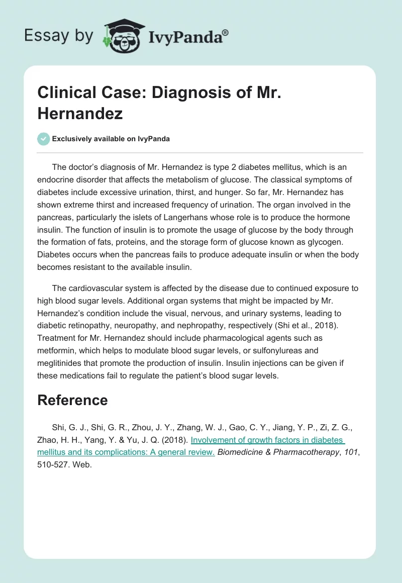 Clinical Case: Diagnosis of Mr. Hernandez. Page 1