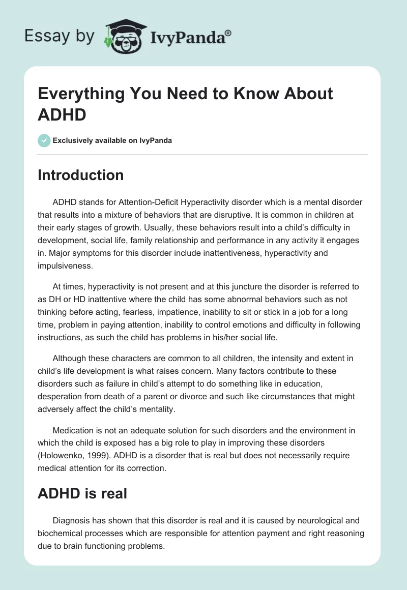 informative essay about adhd