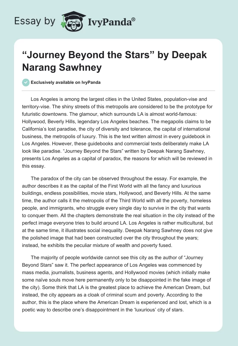 “Journey Beyond the Stars” by Deepak Narang Sawhney. Page 1