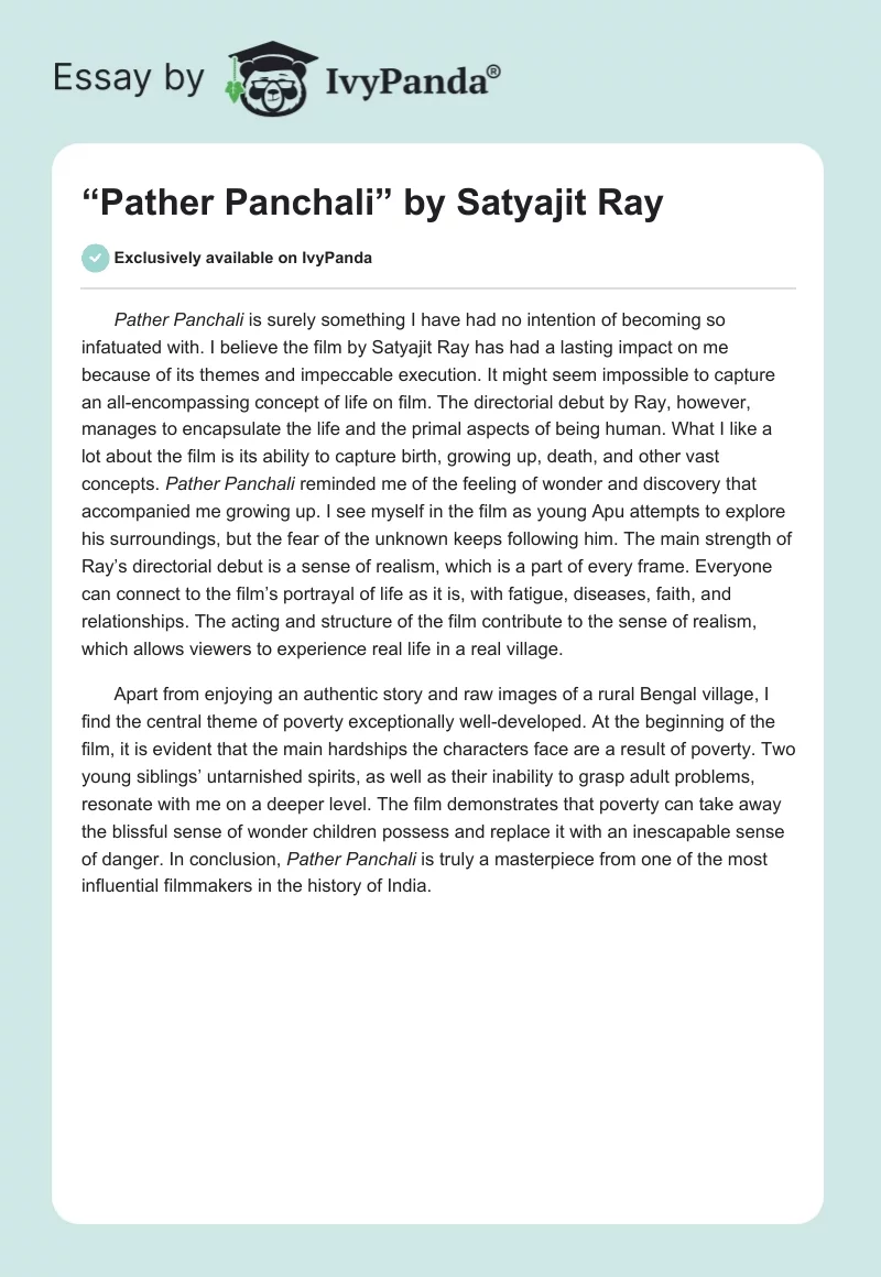 “Pather Panchali” by Satyajit Ray. Page 1