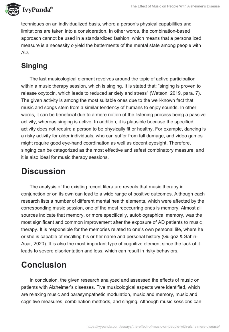 The Effect of Music on People With Alzheimer’s Disease. Page 3