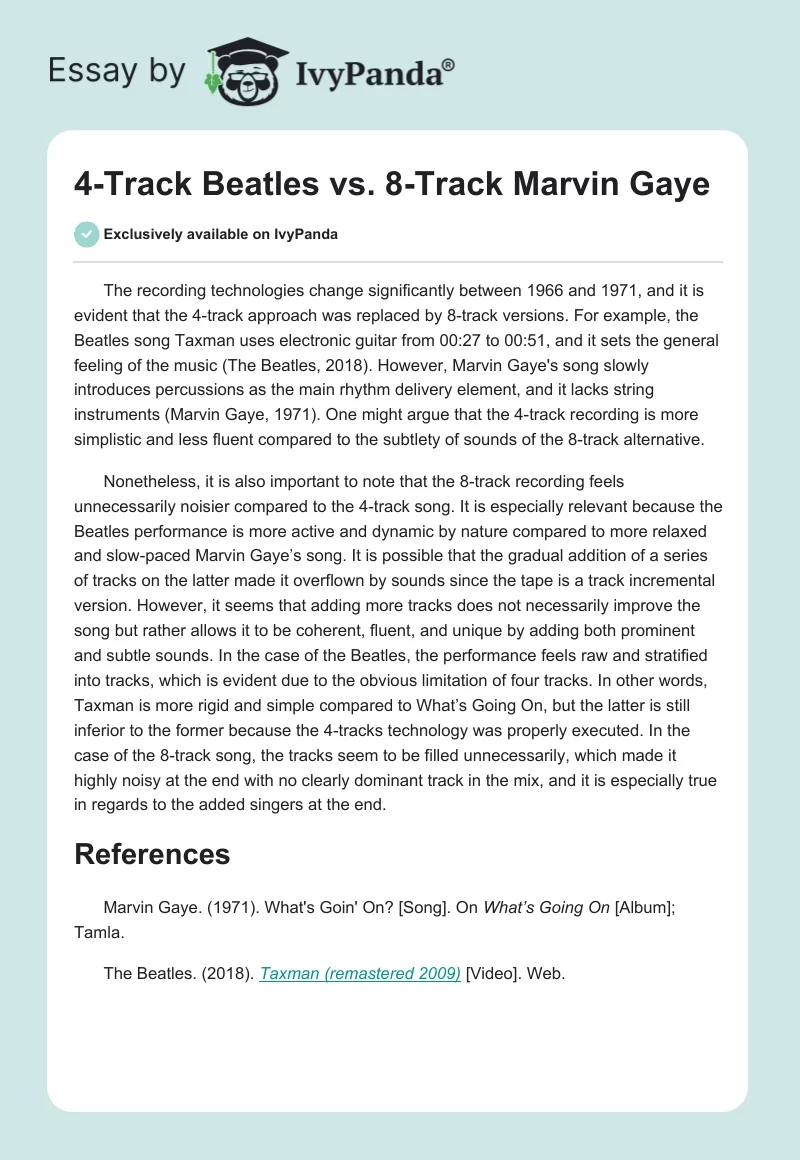 4-Track Beatles vs. 8-Track Marvin Gaye. Page 1
