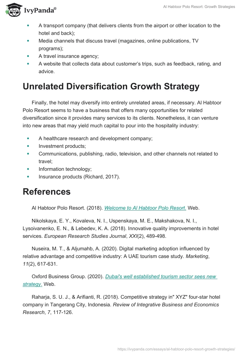 Al Habtoor Polo Resort: Growth Strategies. Page 5