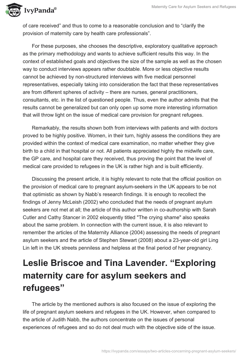 Maternity Care for Asylum Seekers and Refugees. Page 2