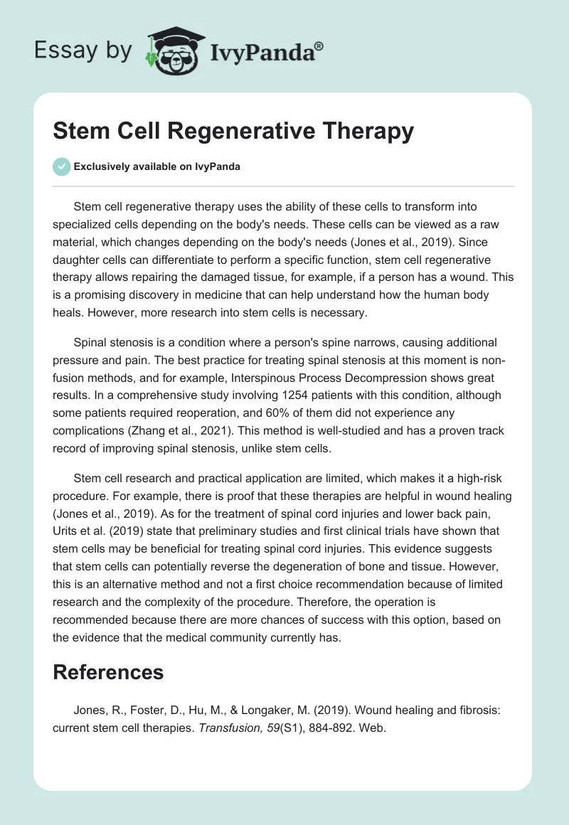 Stem Cell Regenerative Therapy. Page 1