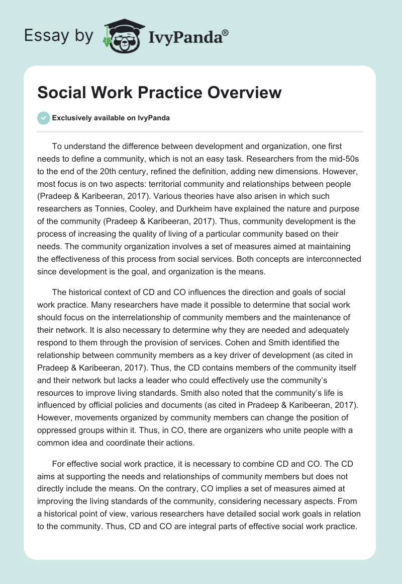 Social Work Practice Overview. Page 1