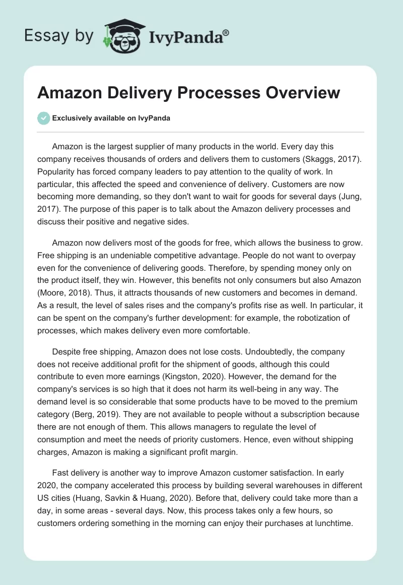Amazon Delivery Processes Overview. Page 1