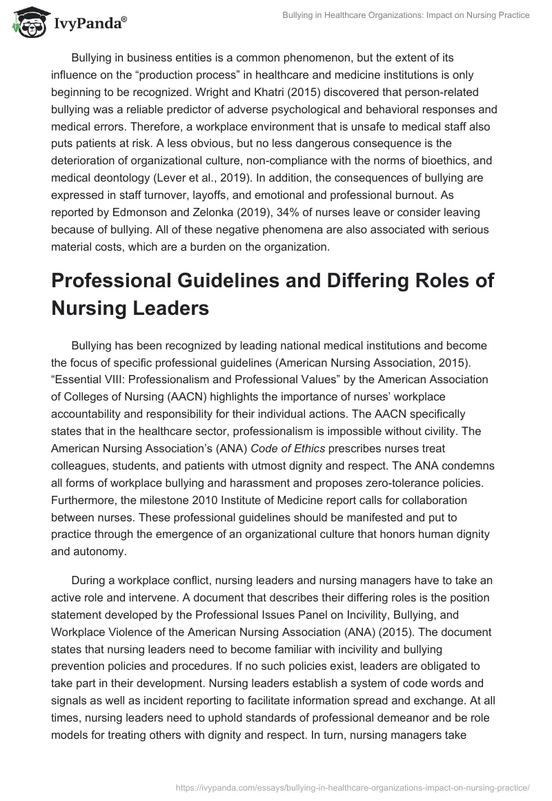 Bullying in Healthcare Organizations: Impact on Nursing Practice. Page 2