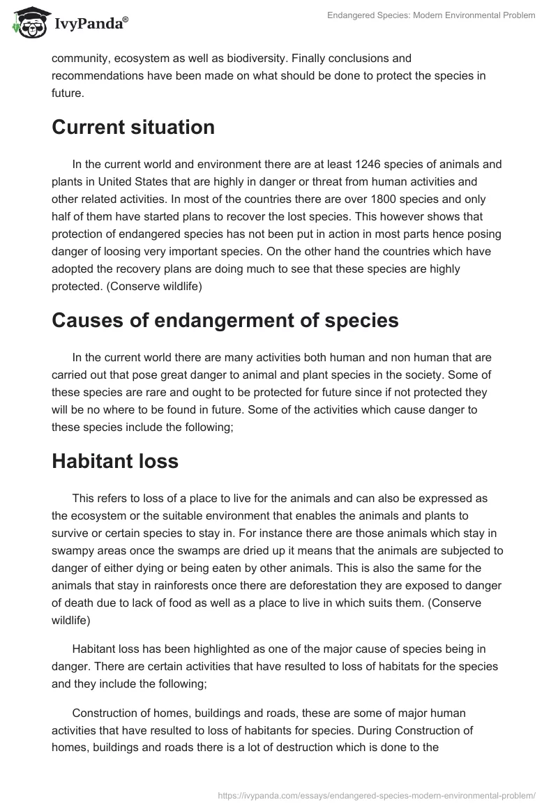 Endangered Species: Modern Environmental Problem. Page 2