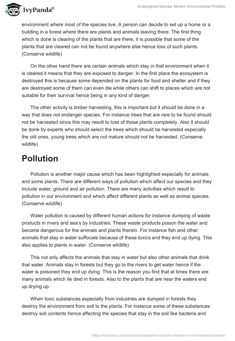 Endangered Species: Modern Environmental Problem. Page 3