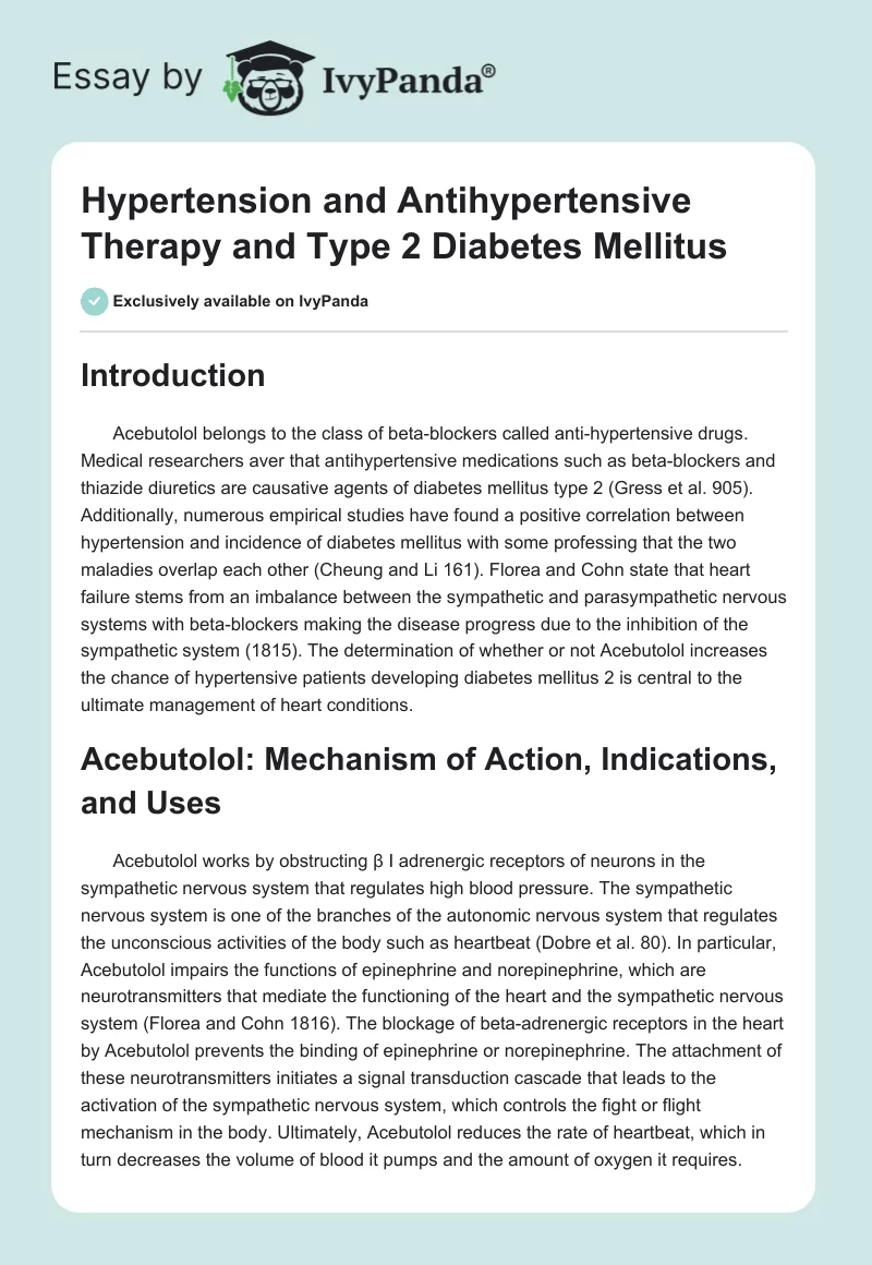 Hypertension and Antihypertensive Therapy and Type 2 Diabetes Mellitus. Page 1