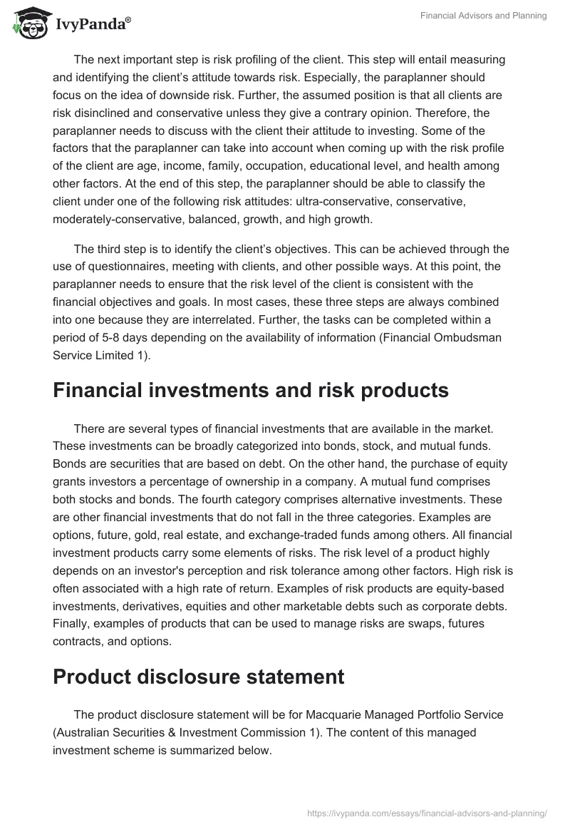 Financial Advisors and Planning. Page 3