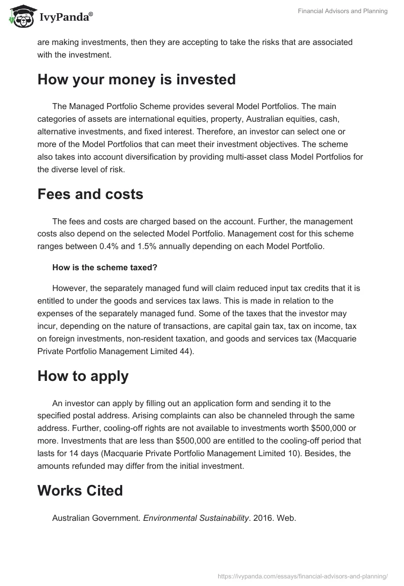 Financial Advisors and Planning. Page 5