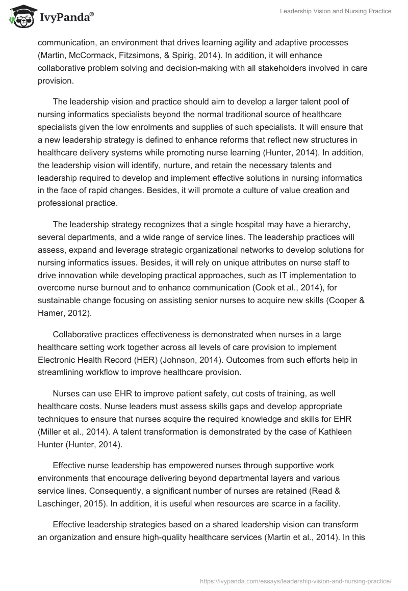 Leadership Vision and Nursing Practice. Page 3