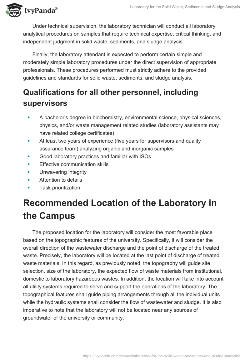 Laboratory for the Solid Waste, Sediments and Sludge Analysis. Page 5