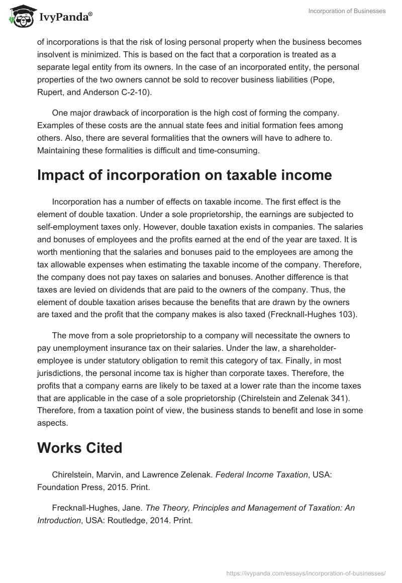 Incorporation of Businesses. Page 2