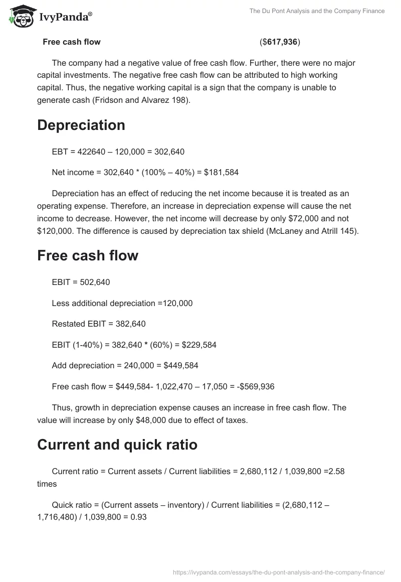 The Du Pont Analysis and the Company Finance. Page 2