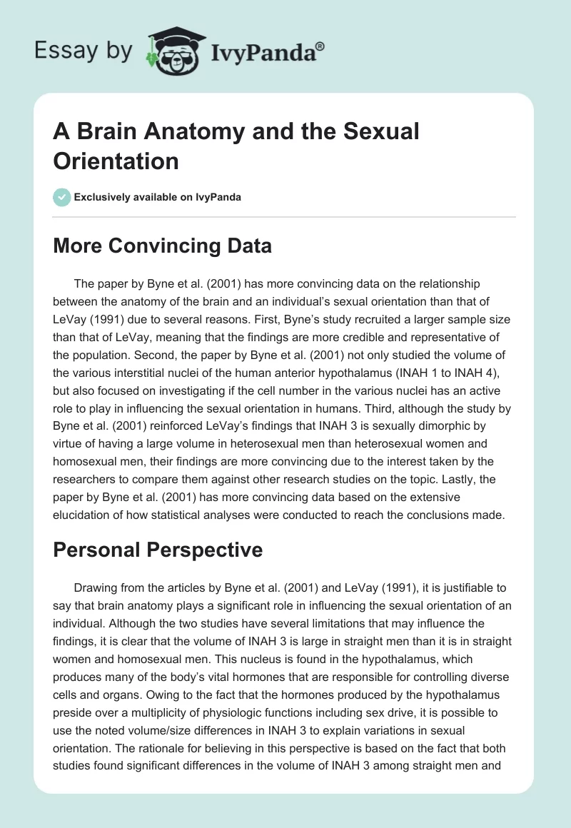 A Brain Anatomy and the Sexual Orientation. Page 1