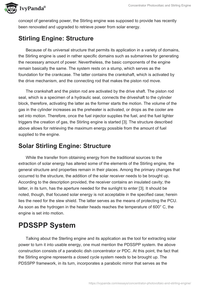 Concentrator Photovoltaic and Stirling Engine. Page 4