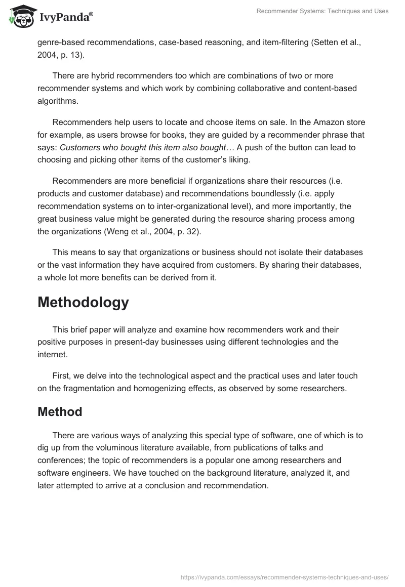 Recommender Systems: Techniques and Uses. Page 2
