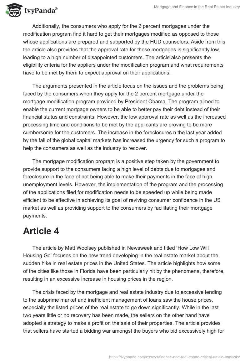 Mortgage and Finance in the Real Estate Industry. Page 4