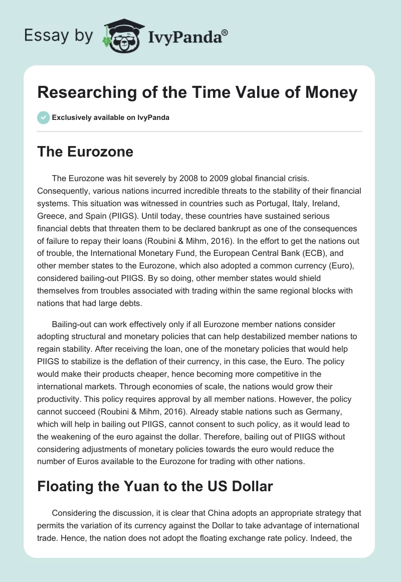 Researching of the Time Value of Money. Page 1