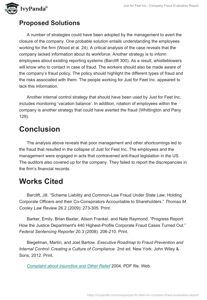 Just for Feet Inc.: Company Fraud Evaluative Report. Page 3