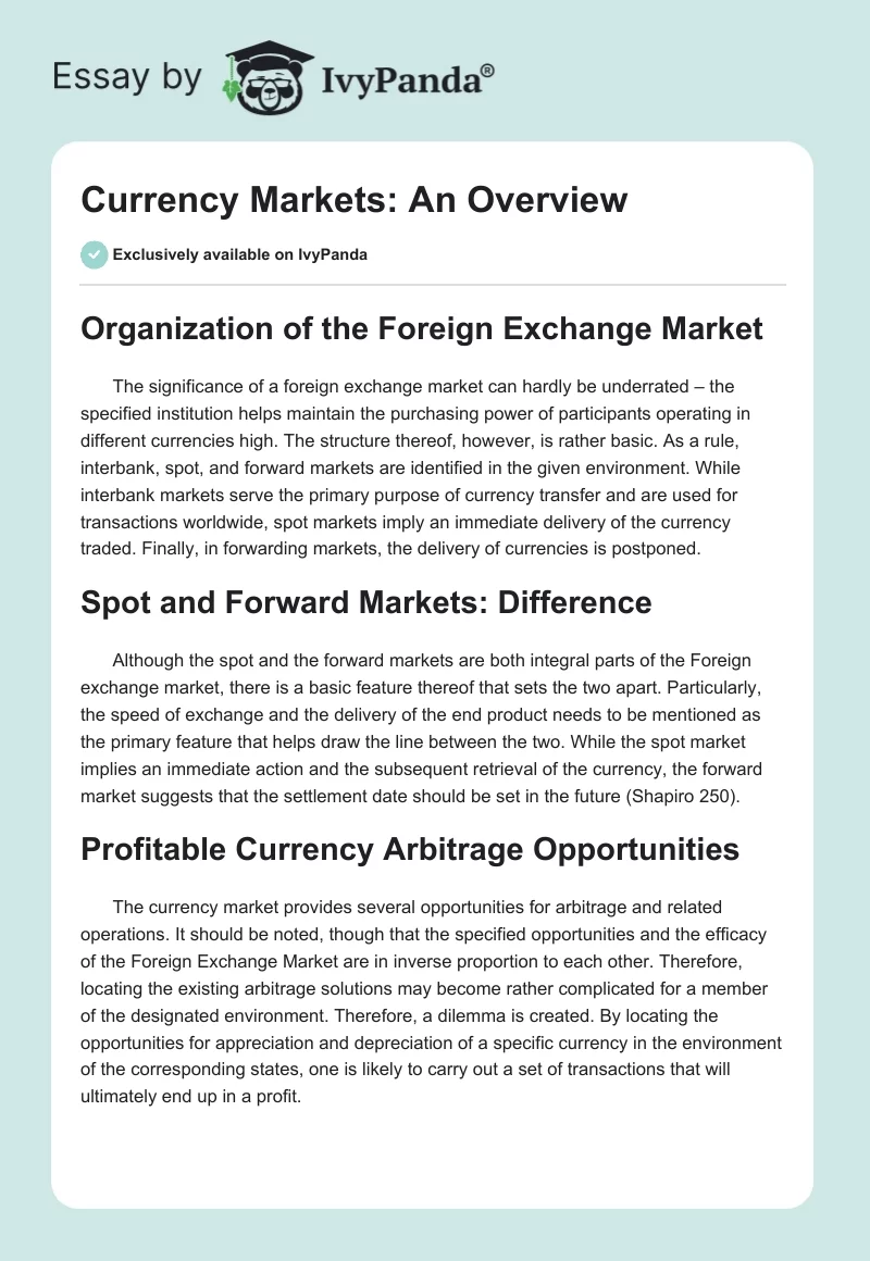 Currency Markets: An Overview. Page 1