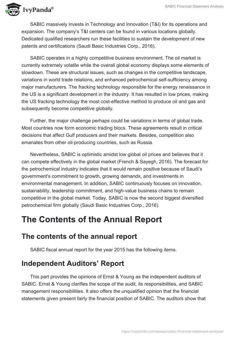 SABIC Financial Statement Analysis. Page 2