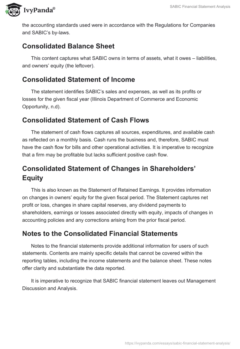 SABIC Financial Statement Analysis. Page 3