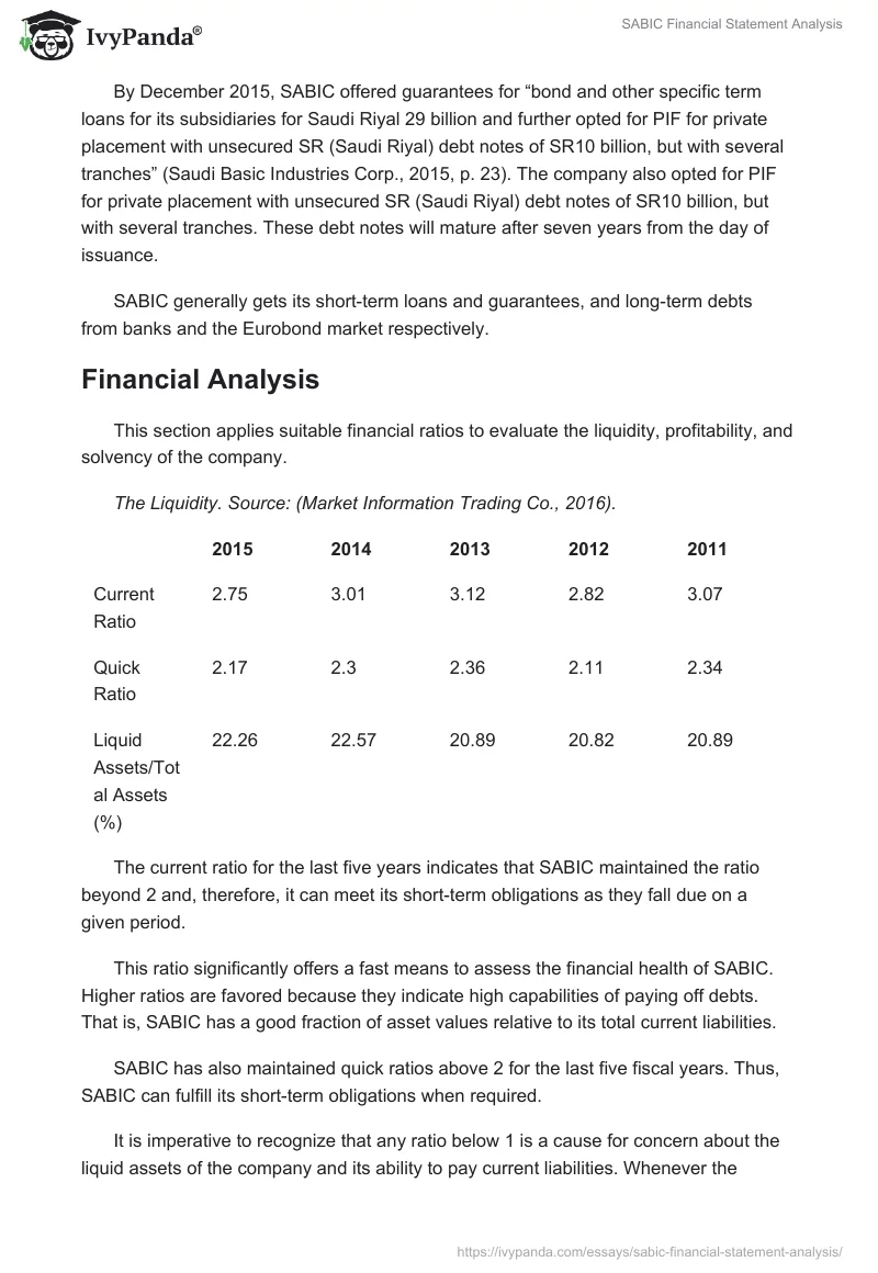SABIC Financial Statement Analysis. Page 5