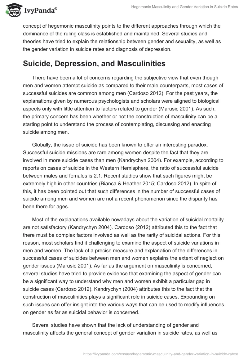 Hegemonic Masculinity and Gender Variation in Suicide Rates. Page 3