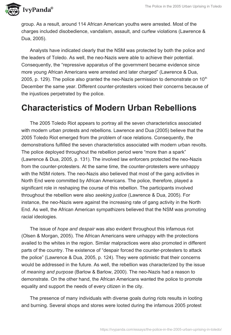 The Police in the 2005 Urban Uprising in Toledo. Page 2
