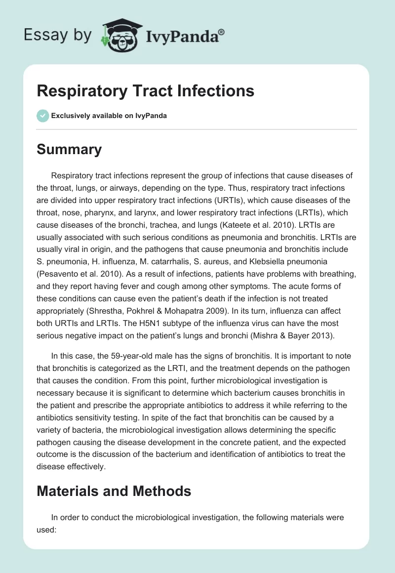 Respiratory Tract Infections. Page 1