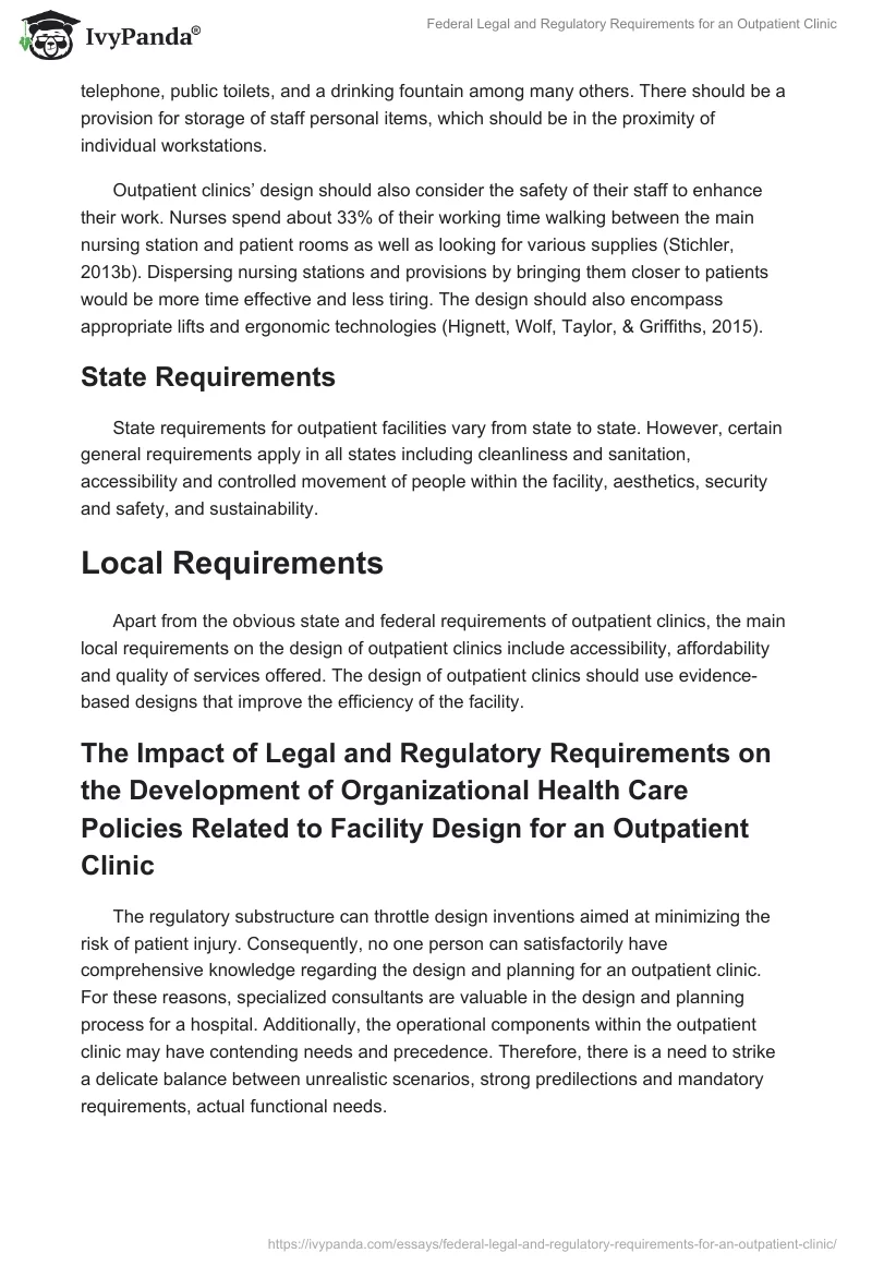 Federal Legal and Regulatory Requirements for an Outpatient Clinic. Page 2