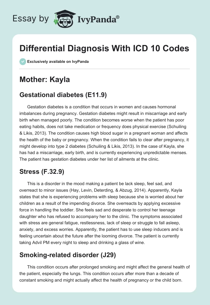 Differential Diagnosis With ICD 10 Codes. Page 1