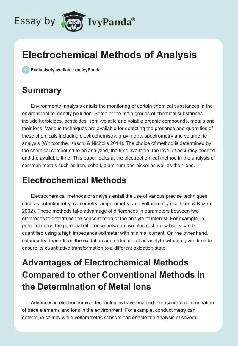Electrochemical Methods of Analysis. Page 1