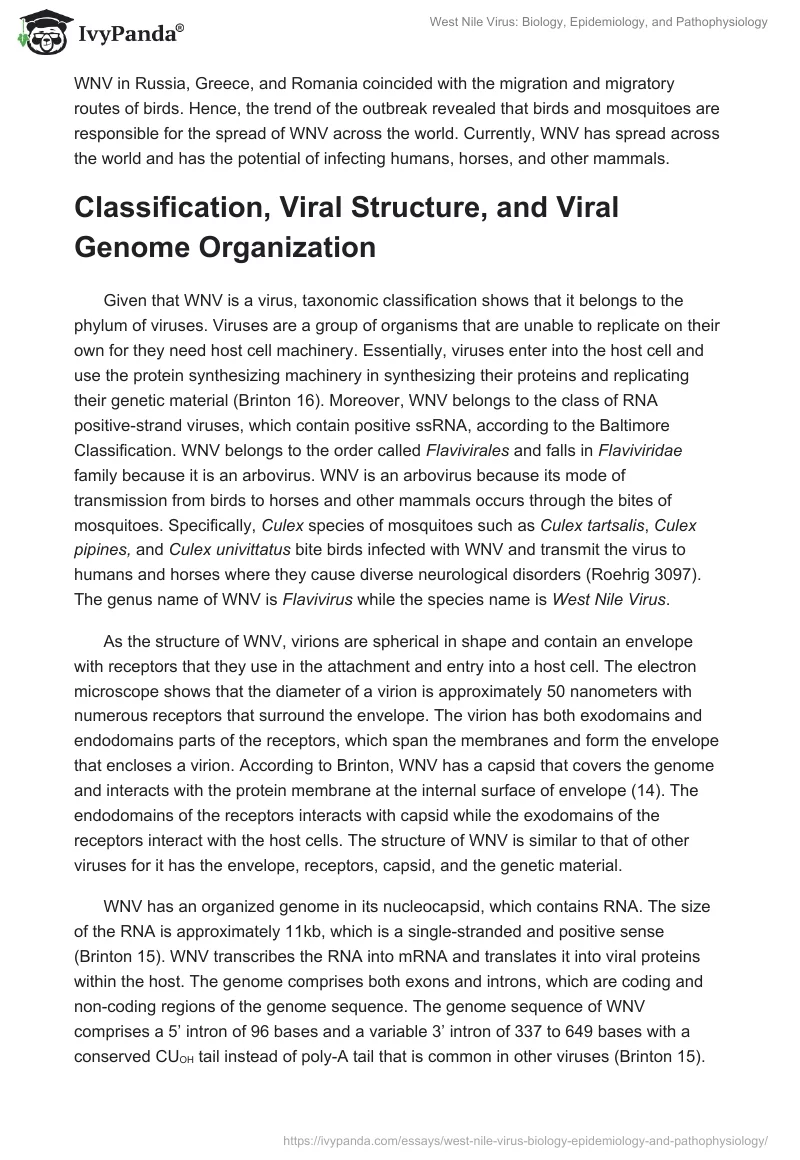 West Nile Virus: Biology, Epidemiology, and Pathophysiology. Page 2