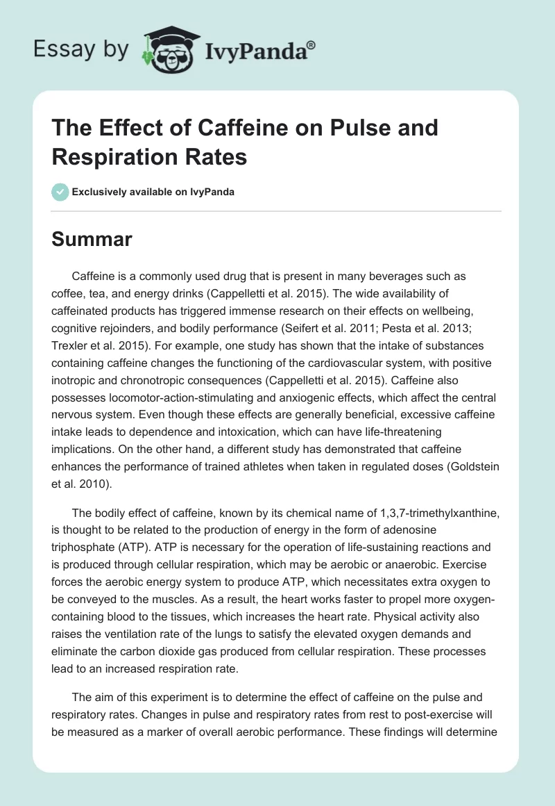 The Effect of Caffeine on Pulse and Respiration Rates. Page 1