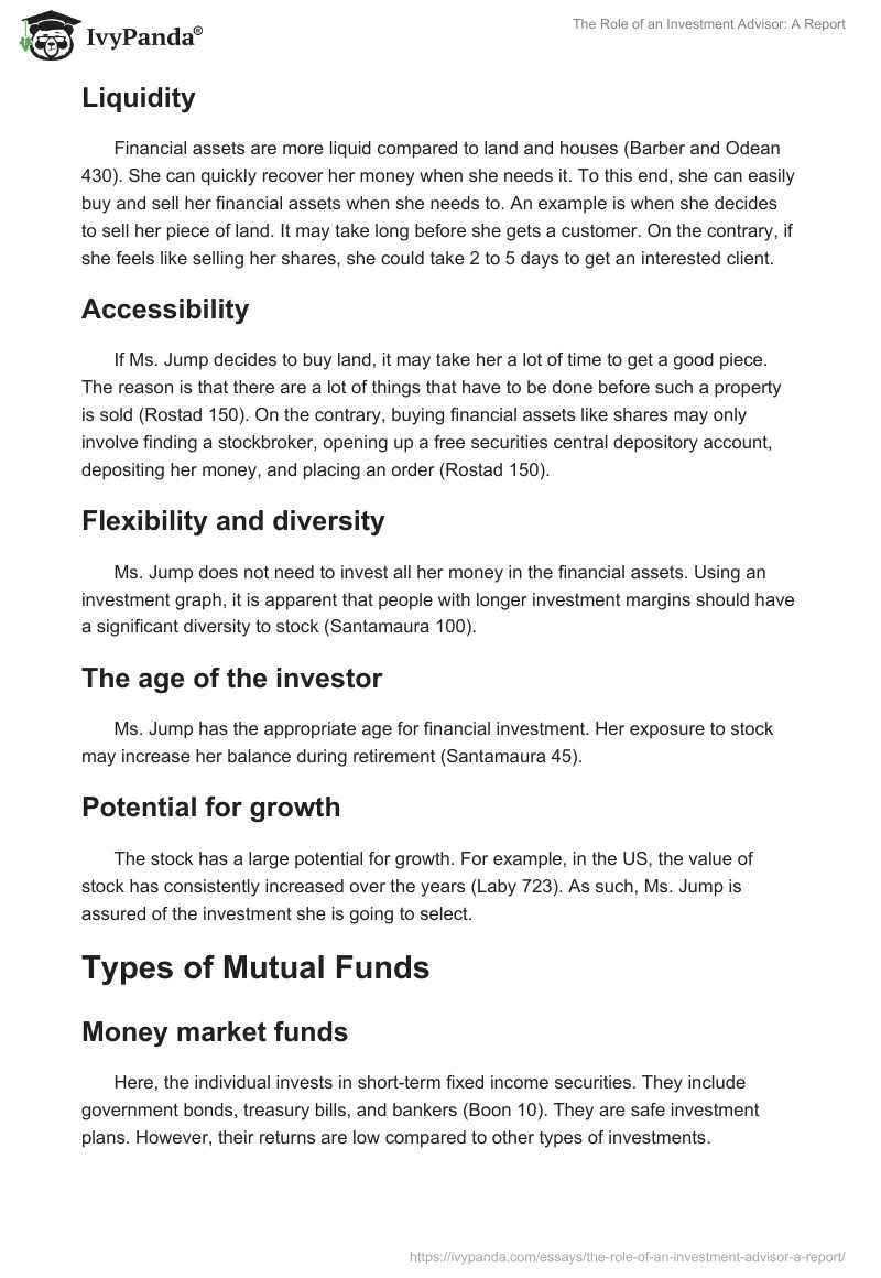 The Role of an Investment Advisor: A Report. Page 5