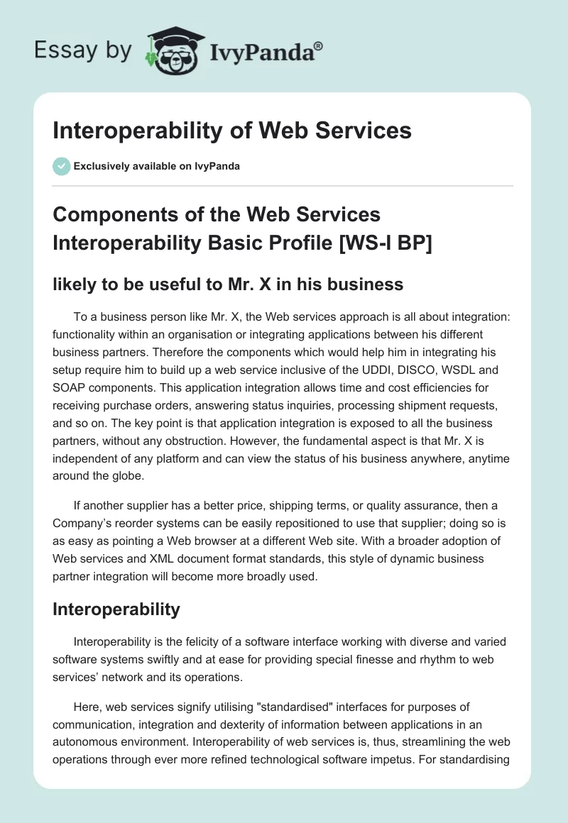 Interoperability of Web Services. Page 1