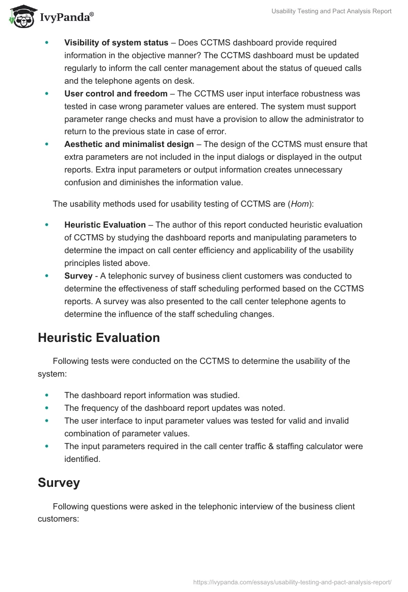Usability Testing and Pact Analysis Report. Page 3