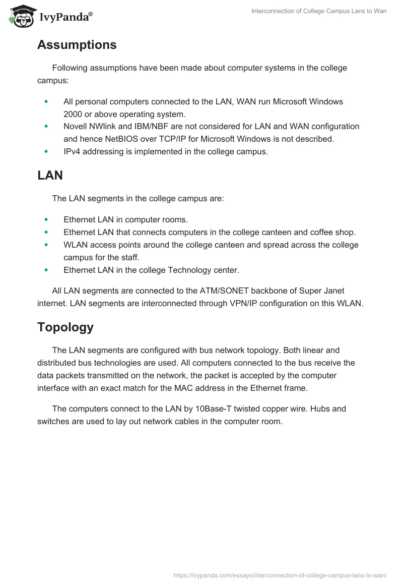 Interconnection of College Campus Lans to Wan. Page 2