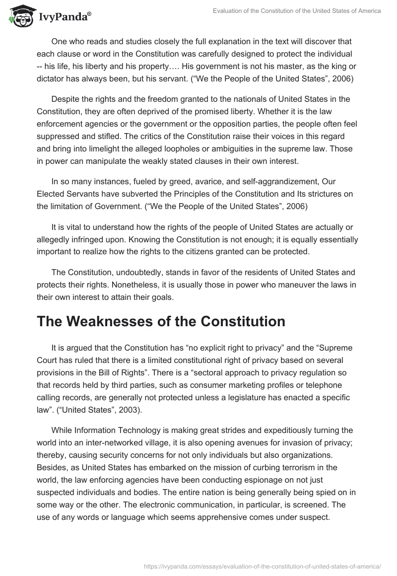 Evaluation of the Constitution of the United States of America. Page 2