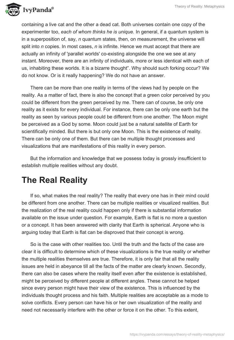 Theory of Reality: Metaphysics. Page 3