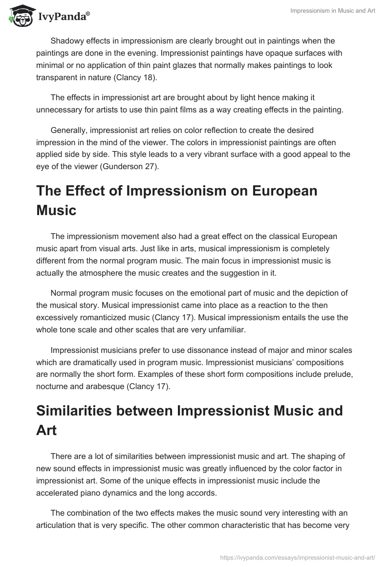 Impressionism in Music and Art. Page 4