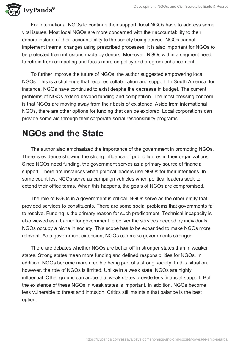Development, NGOs, and Civil Society by Eade & Pearce. Page 3