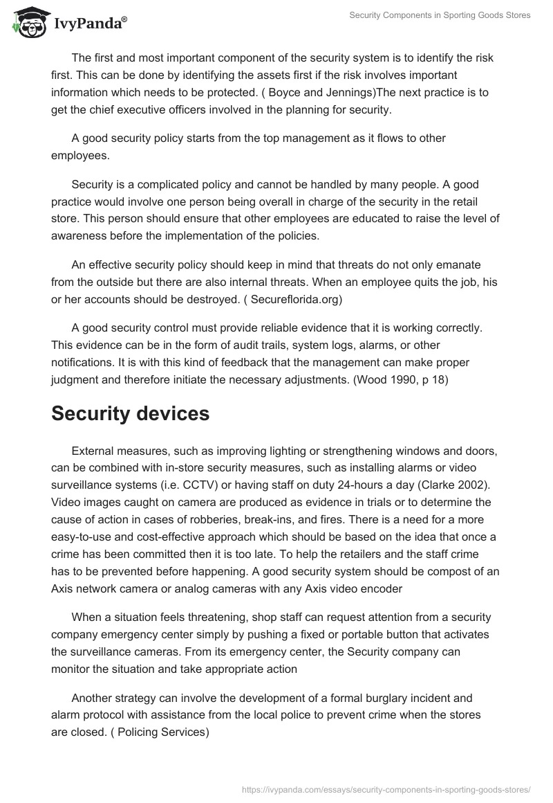 Security Components in Sporting Goods Stores. Page 2