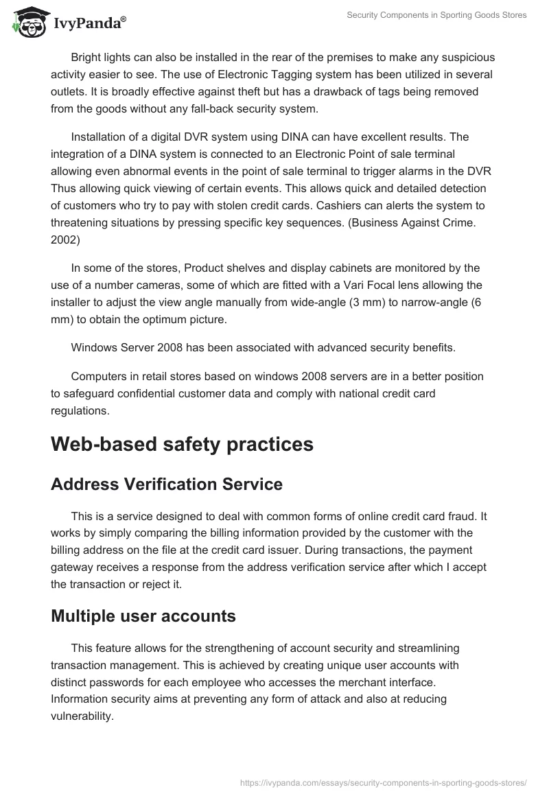 Security Components in Sporting Goods Stores. Page 3